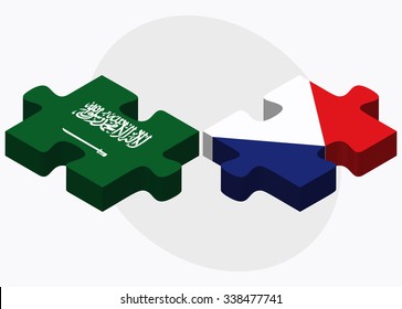 Saudi Arabia and Sint Maarten Flags in puzzle isolated on white background