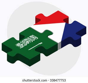 Saudi Arabia and Sint Maarten Flags in puzzle isolated on white background