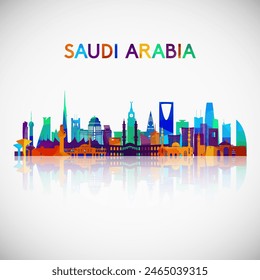 Saudi Arabia skyline silhouette in colorful geometric style. Symbol for your design. Vector illustration.