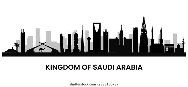 Saudi Arabia skyline. This illustration represents the country with its most notable buildings. Vector is fully editable, every object is holistic and movable
