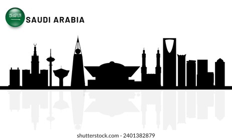 Saudi Arabia skyline,  Saudi Arabia Urban cityscape,  Saudi Arabia skyscraper buildings vector silhouette. vector illustrator 