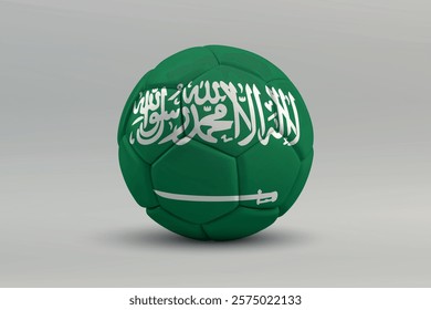 Saudi Arabia soccer ball featuring the national flag design on a gray background