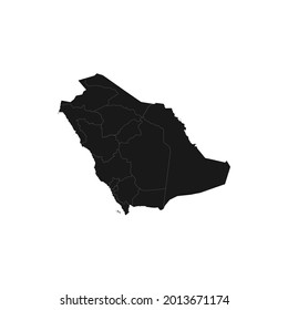 SAUDI ARABIA soft black map with white detail isolated white background, eps 10