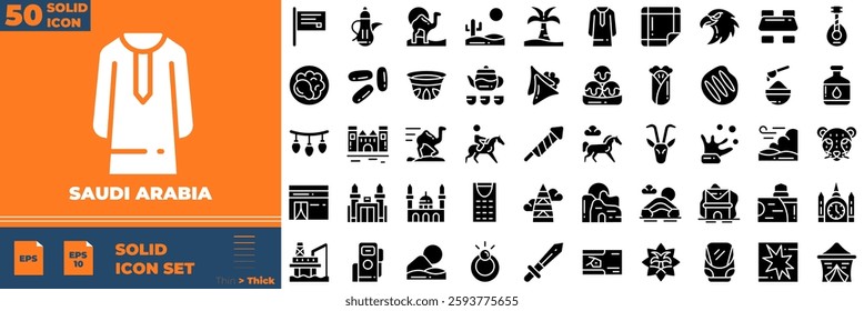 Saudi Arabia Solid Editable Icons set. Vector illustration in modern thin solid style of saudi arabia icons: arabia, national, arab, etc