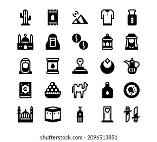 Saudi Arabia Solid Line Icon set. Saudi Arabia Illustration.