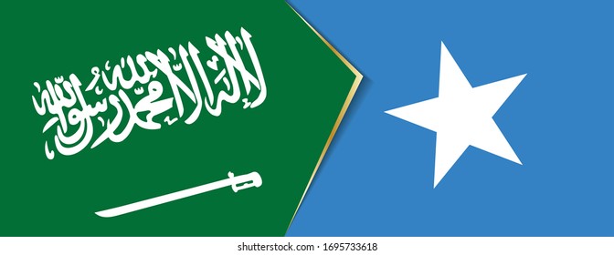 Saudi Arabia and Somalia flags, two vector flags symbol of relationship or confrontation.