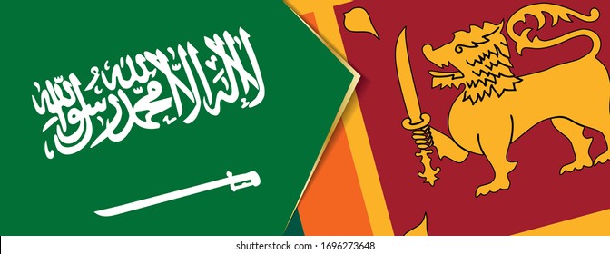 Saudi Arabia and Sri Lanka flags, two vector flags symbol of relationship or confrontation.