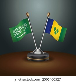 Saudi Arabia - ST. Vincent Grenadines Cooperation Flag, Dark gradient color Background