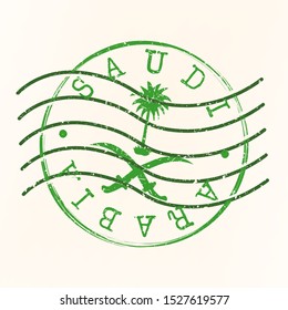 Saudi Arabia Stamp Postal. Silhouette Seal. Passport Round Design. Vector Icon. Design Retro Travel. National Symbol.