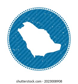 Arabia Saudita retiró la pegatina de viaje retro. Insignia con mapa del país, ilustración vectorial. Puede utilizarse como insignia, logotipo, etiqueta, pegatina o insignia de Arabia Saudita.