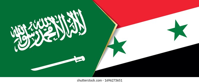 Banderas de Arabia Saudita y Siria, dos banderas vectoriales símbolo de relación o confrontación.