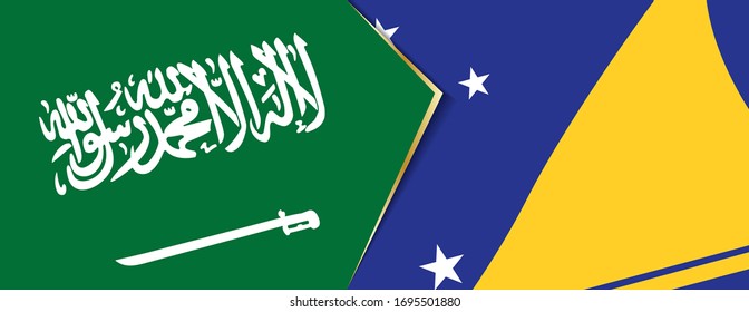 Saudi Arabia and Tokelau flags, two vector flags symbol of relationship or confrontation.