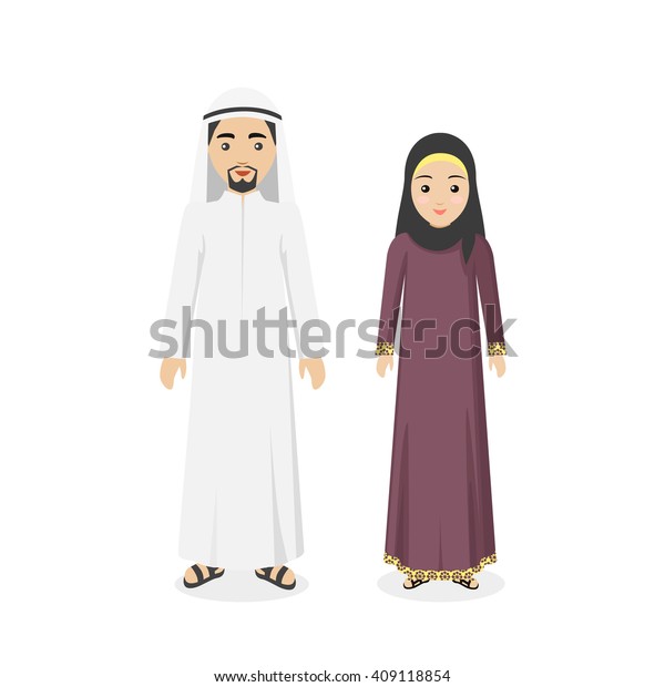 サウジアラビアの伝統的な服の人々 アラブの伝統的なイスラム教徒 アラビア系の衣服 東アラビア系のドレス 人種 民族イスラム教徒の顔と髭 人間の男性 イラスト のベクター画像素材 ロイヤリティフリー