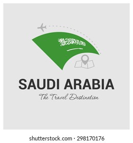 Saudi Arabia The Travel Destination logo - Vector travel company logo design - Country Flag Travel and Tourism concept t shirt graphics - vector illustration