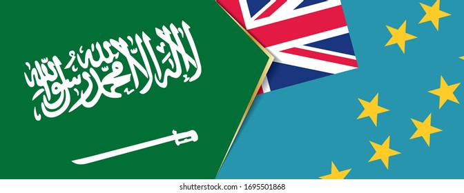 Banderas de Arabia Saudita y Tuvalu, dos banderas vectoriales símbolo de relación o enfrentamiento.