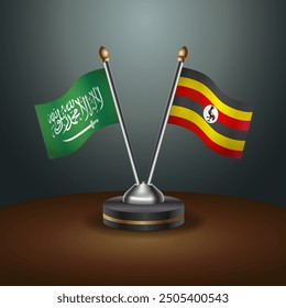 Saudi-Arabien - Uganda-Kooperationsflagge, dunkler Farbverlauf-Hintergrund