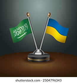 Saudi Arabia - Ukraine Cooperation Flag, Dark gradient color Background