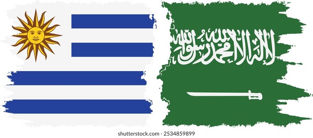 Arabia Saudita y Uruguay grunge enarbolan conexión, Vector