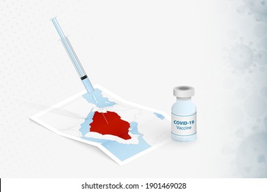 Saudi Arabia Vaccination, Injection with COVID-19 vaccine in Map of Saudi Arabia. Vaccination Concept Illustration.