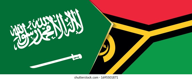 Banderas de Arabia Saudita y Vanuatu, dos banderas vectoriales símbolo de relación o enfrentamiento.