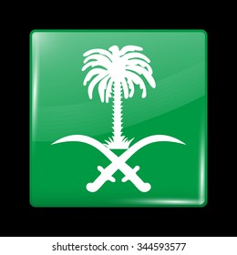 Saudi Arabia Variant Flag. Glassy Icon Square Shape. This is File from the Collection Flags of Asia