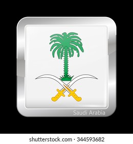 Saudi Arabia Variant Flag. Metallic Icon Square Shape. This is File from the Collection Flags of Asia