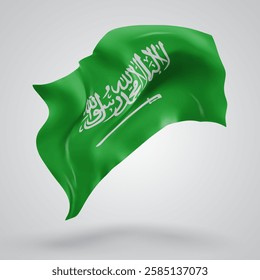 Saudi Arabia, vector 3d flag with waves on a white background