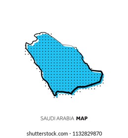 Mapa del país vector de Arabia Saudita. Asignar contorno con puntos.