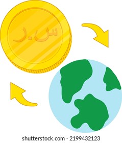 Saudi Arabia vector hand drawn flag,Saudi Riyal