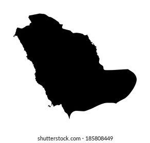 Saudi Arabia vector map silhouette isolated on white background. High detailed illustration. Middle east country map.