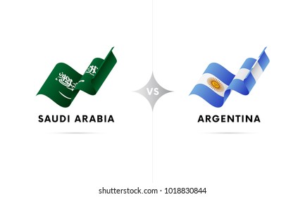 Saudi Arabia versus Argentina. Football. Vector illustration.