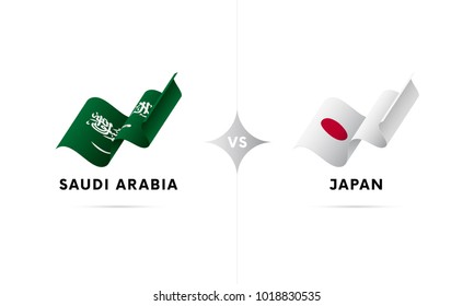 Saudi Arabia versus Japan. Football. Vector illustration.
