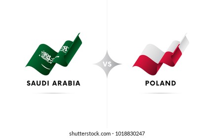 Saudi Arabia versus Poland. Football. Vector illustration.