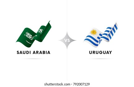 Saudi Arabia versus Uruguay. Football. Vector illustration.