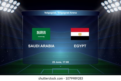 Saudi Arabia vs Egypt football scoreboard broadcast graphic soccer template