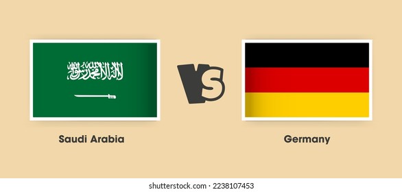 Saudi Arabia vs Germany flags placed side by side. Creative stylish national flags of Saudi Arabia vs Germany with background