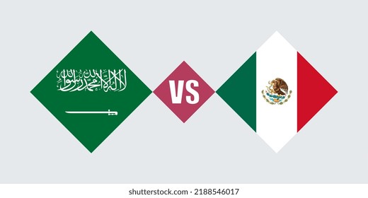 El concepto de la bandera de Arabia Saudita vs México. Ilustración vectorial.