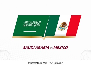 Saudi Arabia vs Mexico in Football Competition, Group A. Versus icon on Football background. Sport vector icon.