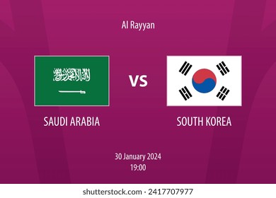 Saudi Arabia vs South Korea football scoreboard broadcast template for soccer asia tournament 2023