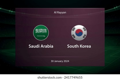 Saudi-Arabien gegen Südkorea. Knockout-Bühne Asien 2023, Fußballanzeiger für grafische Darstellung