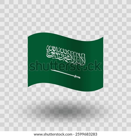 Saudi Arabia wavy flag vector isolated on transparent background. Flag of Saudi Arabia symbol icon