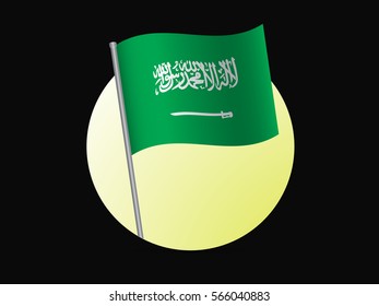 Saudi Arabian flag in circle on black background