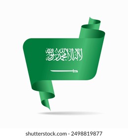 Saudi Arabian flag wavy ribbon background. Vector illustration.