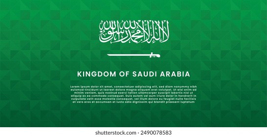 Saudi Arabian National Day 2024 Green Geometric Banner Design with Arabic Text