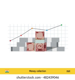 Saudi Arabian Riyal banknote. Growth of financial and economy concept. vector illustration.