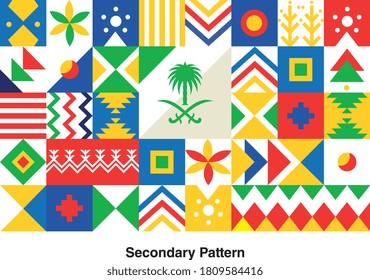 Saudi Arabian Traditional Colors, pattern and design, Saudi Arabian National Day 2020, with Saudi Arabian Identity