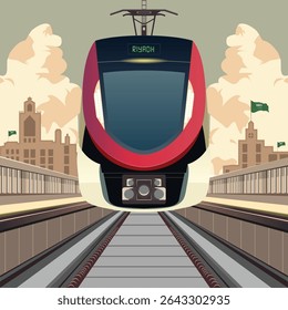 Saudi High-Speed Train Vector Illustration