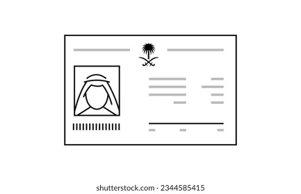 Saudi id card line icon. Arabian personal document. Identity citizen of Saudi Arabia. Vector illustartion