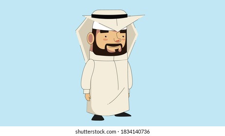 Saudi man , Emirati father , Kuwaiti male  , vector cartoon arab or muslim man