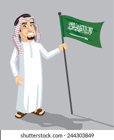 Saudi man hold flag